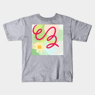 Modern Geometric Pattern Spring Floral Serene Retro Style. Kids T-Shirt